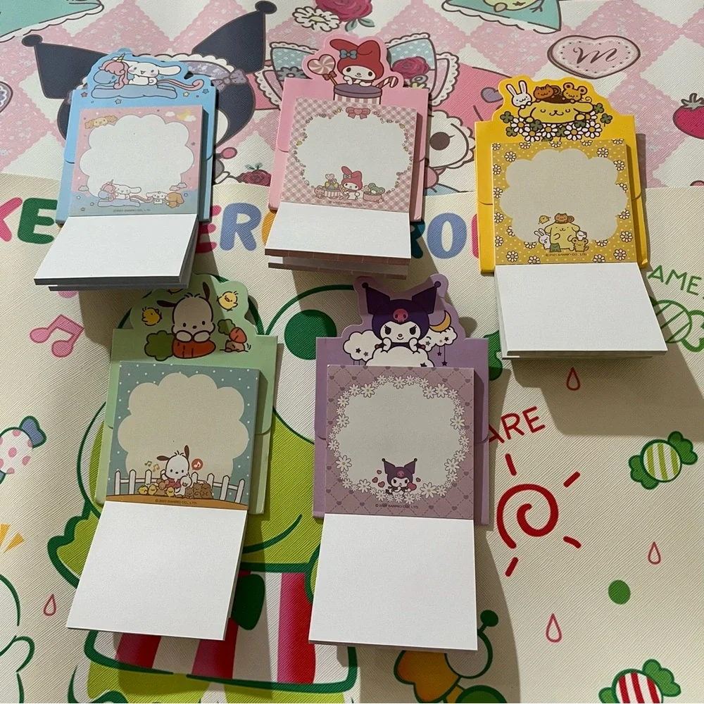 Set of 5 Sanrio Characters 3 Layer Sticky Note Memo Slips with Built-in Holder